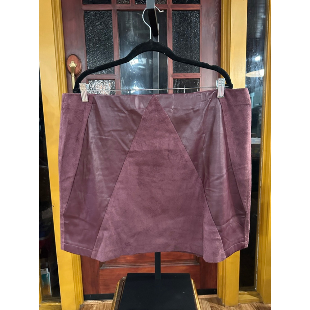 Cato Burgundy Faux Suede Mini Skirt Plus Size XL